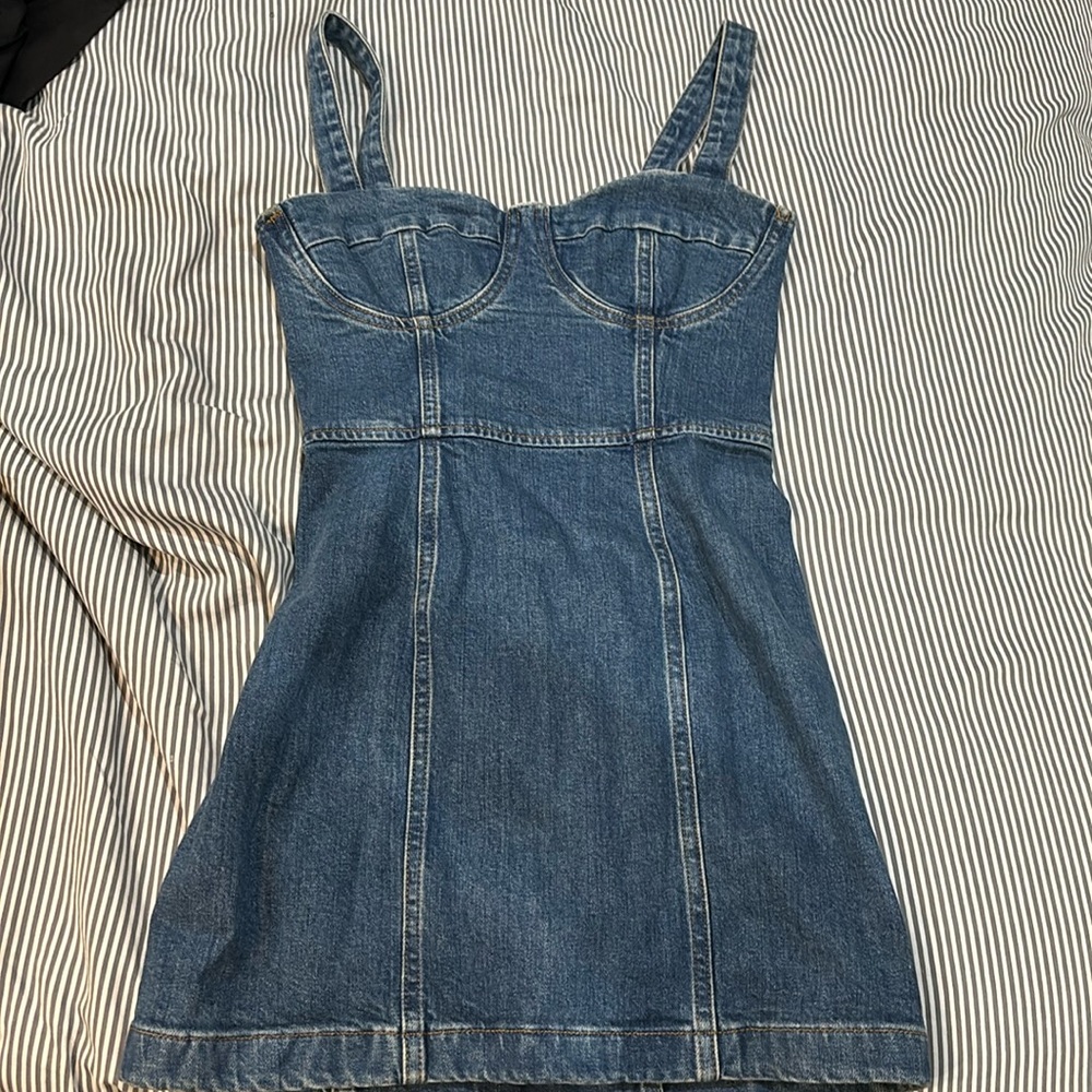 Reformation denim minidress with bustier size 0